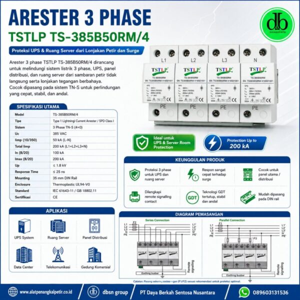 Arester 3 Phase untuk Power Level 2 – Proteksi UPS dan Sistem Rumah Sakit